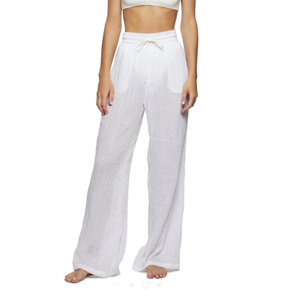 MYRASWIM Dalton Pant | Vanilla Drawstring High Waisted Semi Sheer Size L NWT - Picture 1 of 4